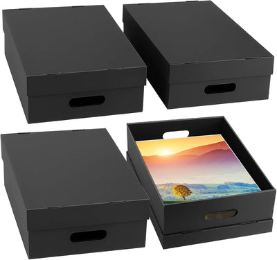 4 Cajas Almacenamiento Fotos 16x12x4pulg Con Asas