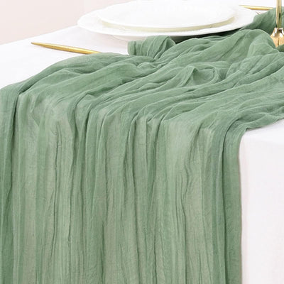 Camino de mesa de gasa verde salvia 120 pulgadas 2 piezas para bodas y fiestas