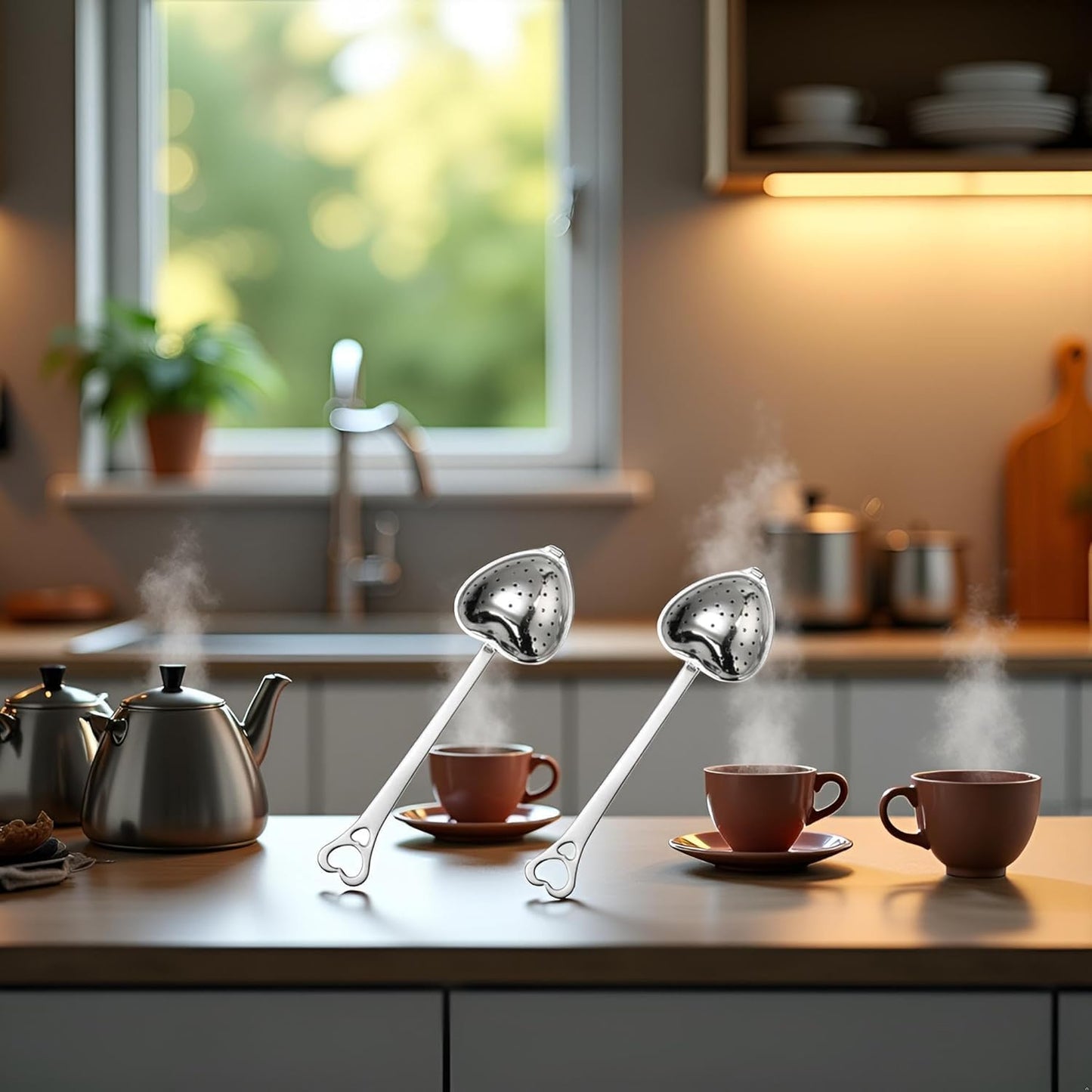 Infusor de té en forma de corazón de acero inoxidable con cierre seguro