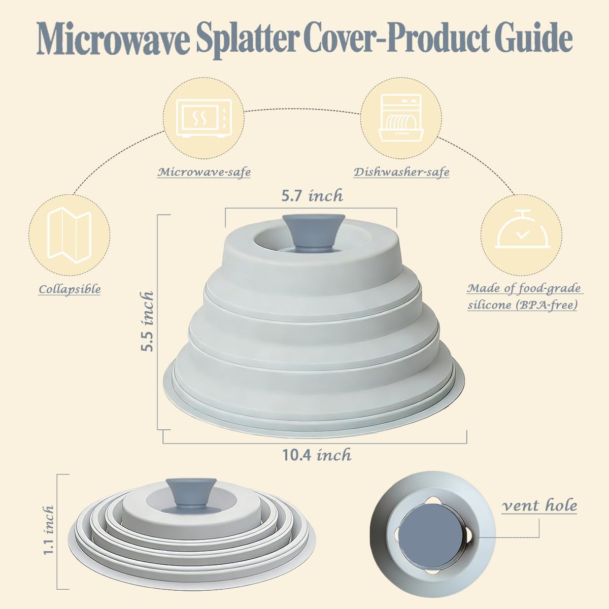 Funda de silicona sin BPA para microondas con asa plegable