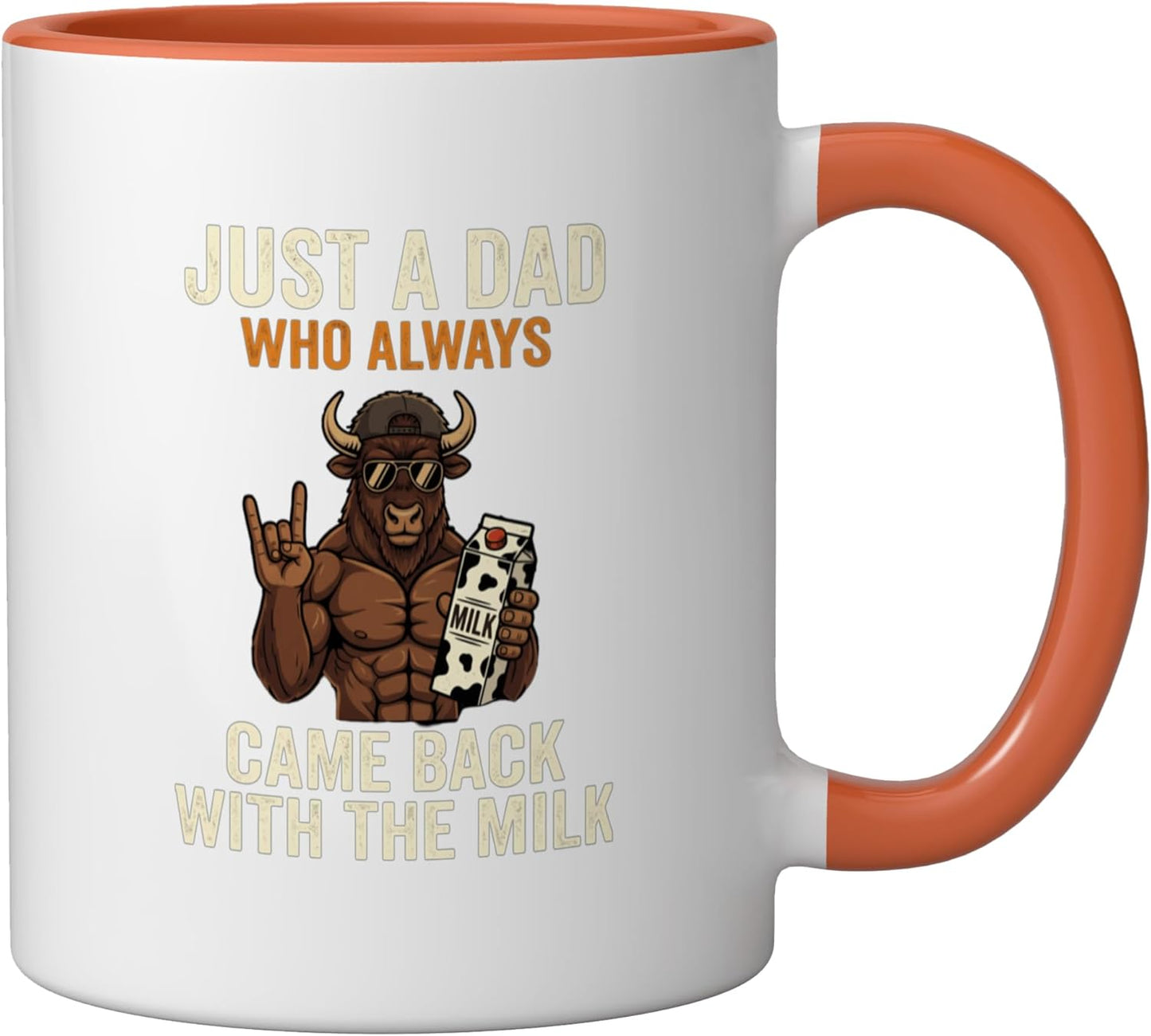 Taza Cerámica Papa Bison con Leche Naranja/Blanco