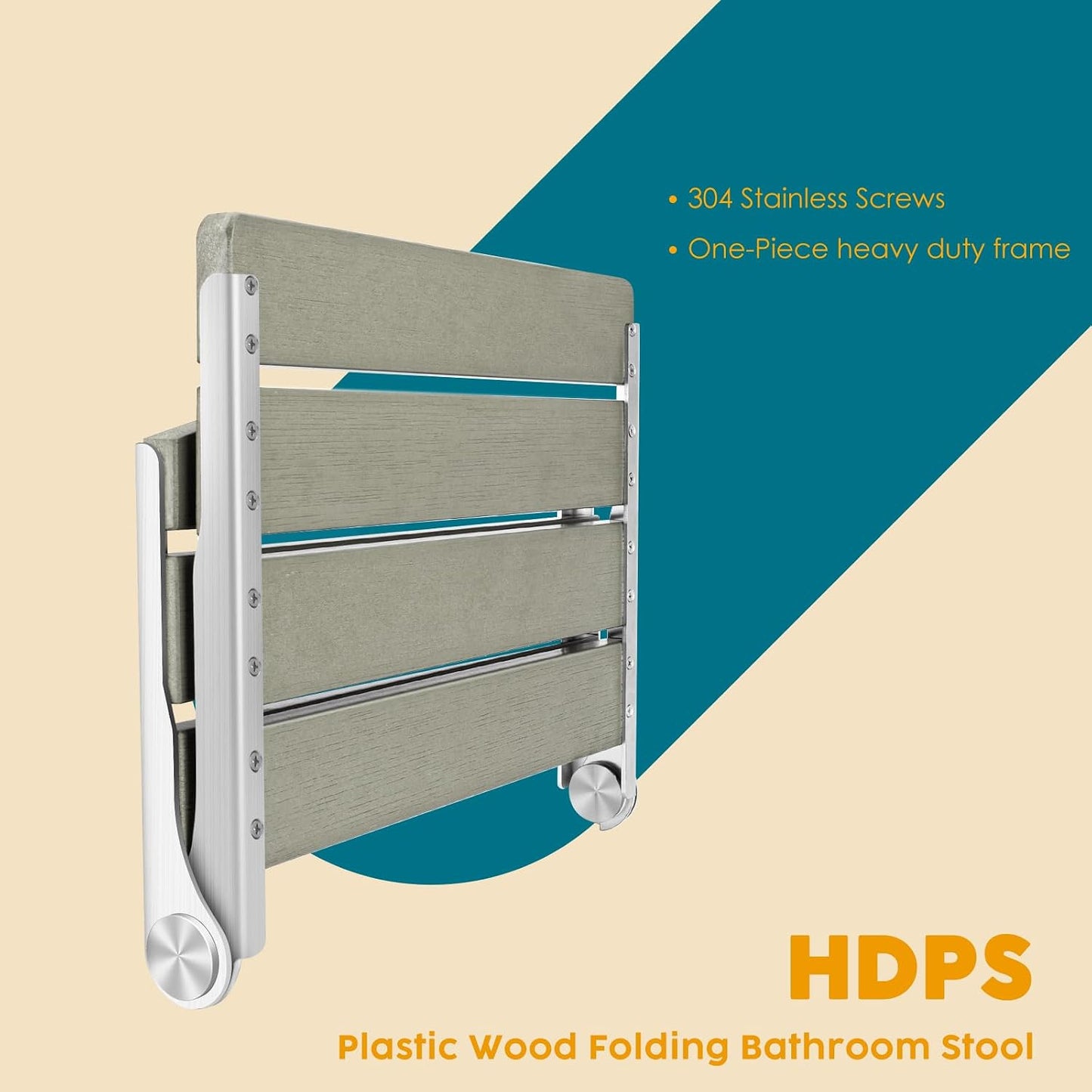 Asiento ducha plegable acero inox 16pulg pared