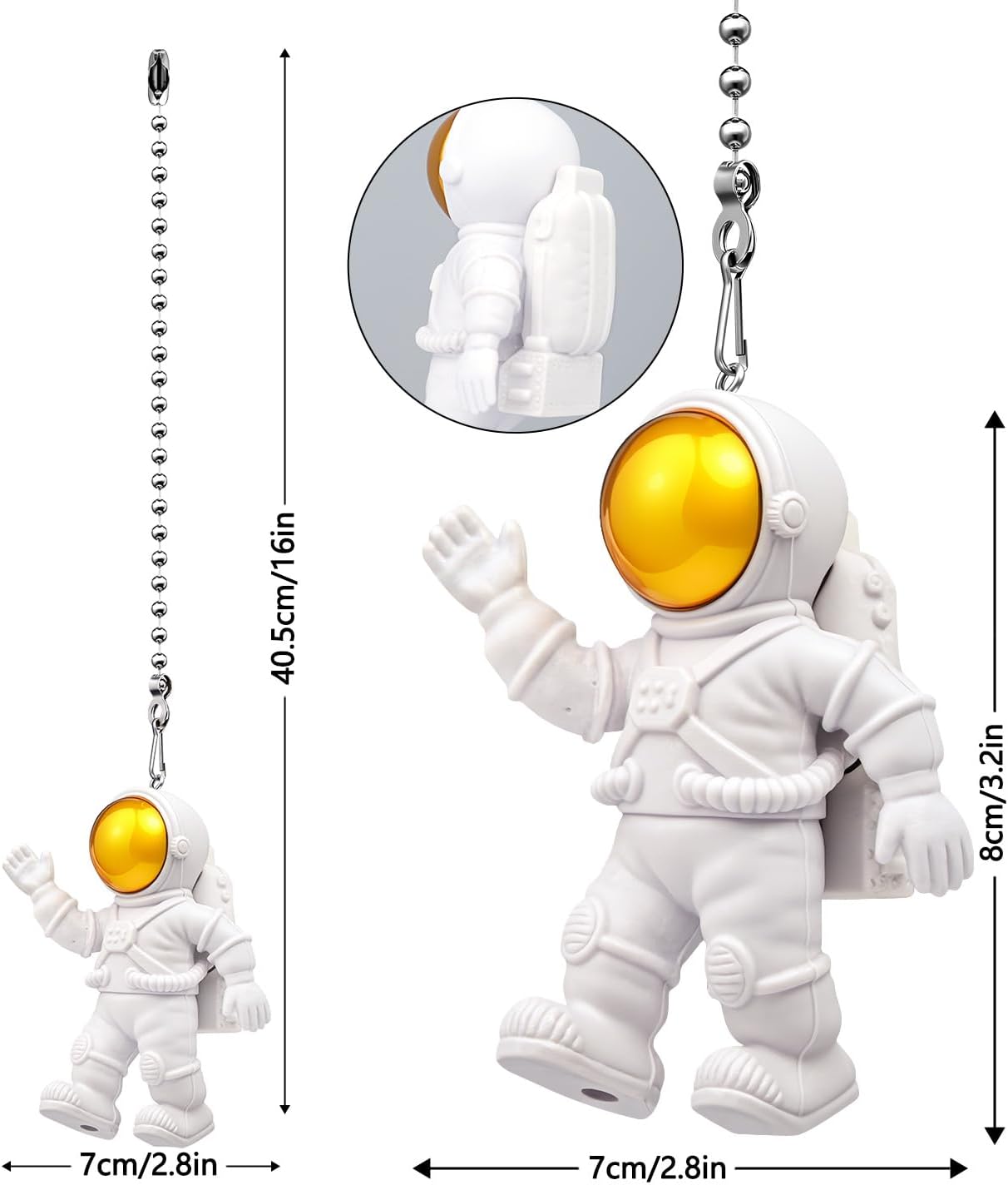 Cadena tracción ventilador techo 12pulg adorno astronauta