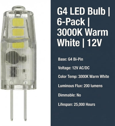 Bombilla LED G4 12 V equivalente a 20 W blanco cálido 3000 K