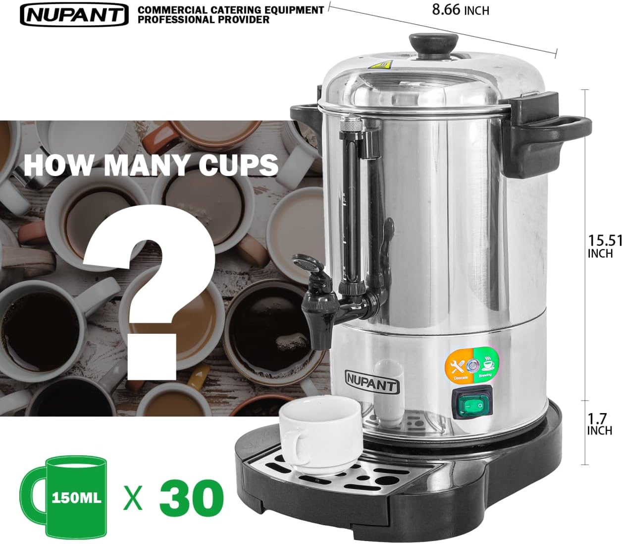 Urna de café comercial 30 tazas con dispensador