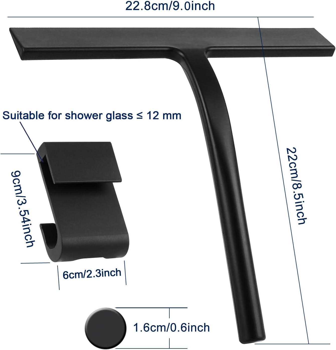 Escobilla ducha silicona multiusos para cristal con gancho 9pulg