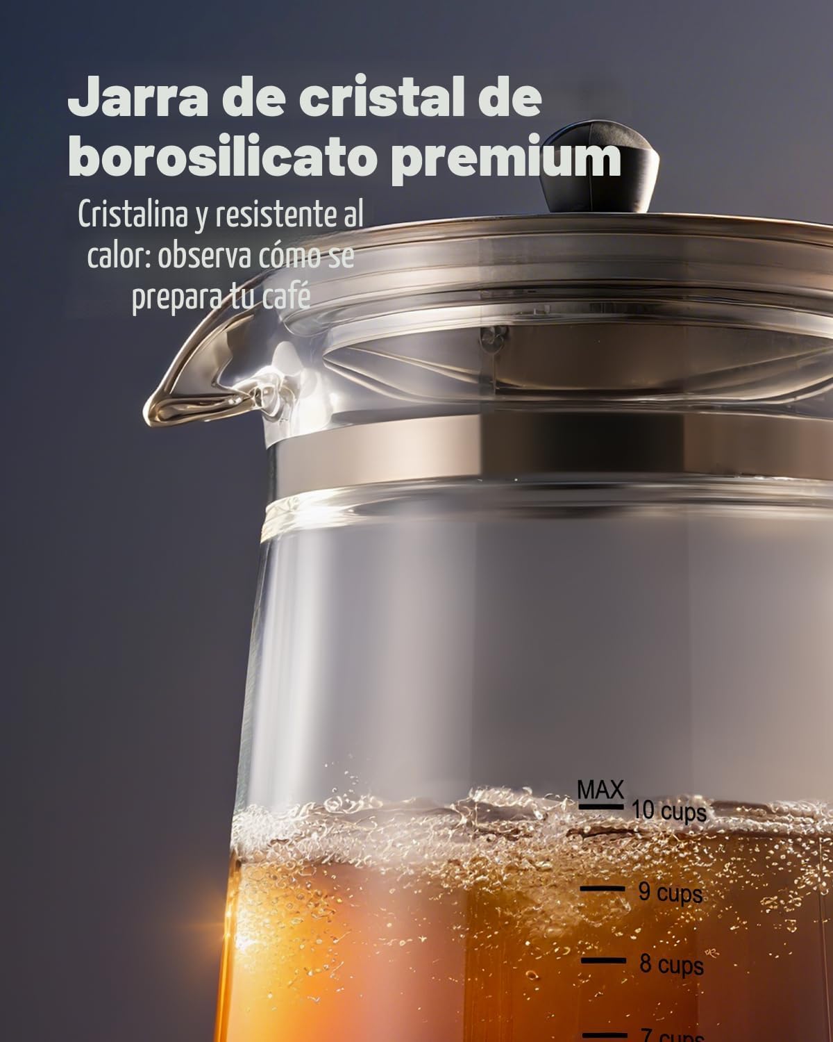 Cafetera eléctrica percoladora 10 tazas acero inox vidrio
