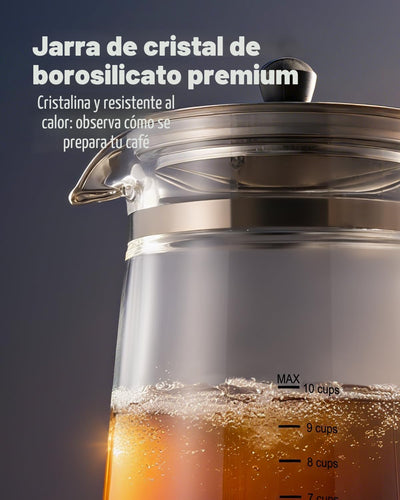 Cafetera eléctrica percoladora 10 tazas acero inox vidrio