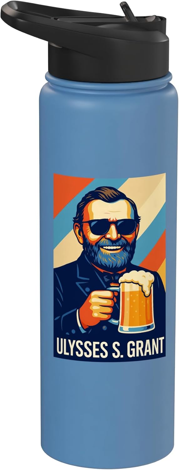 Botella de agua acero inoxidable sin BPA con imagen de Ulysses S. Grant