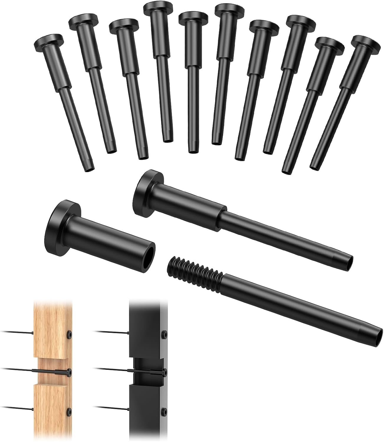 Pack 10 Barandillas Cable Invisible Negro Acero Inox