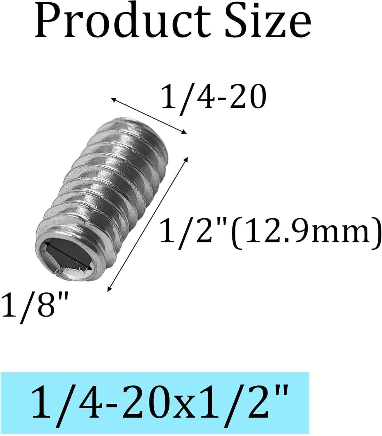 25 Pzas Acero Inox 304 Punta Hex 1/4-20x1/2 Con Llave