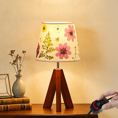 Lámpara mesa trípode flores secas LED regulable 14.56pulg