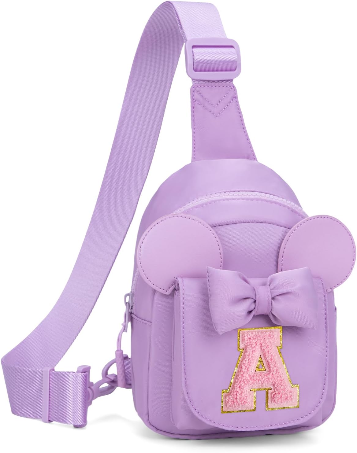 Bolsa cruzada con inicial para niña Lavanda