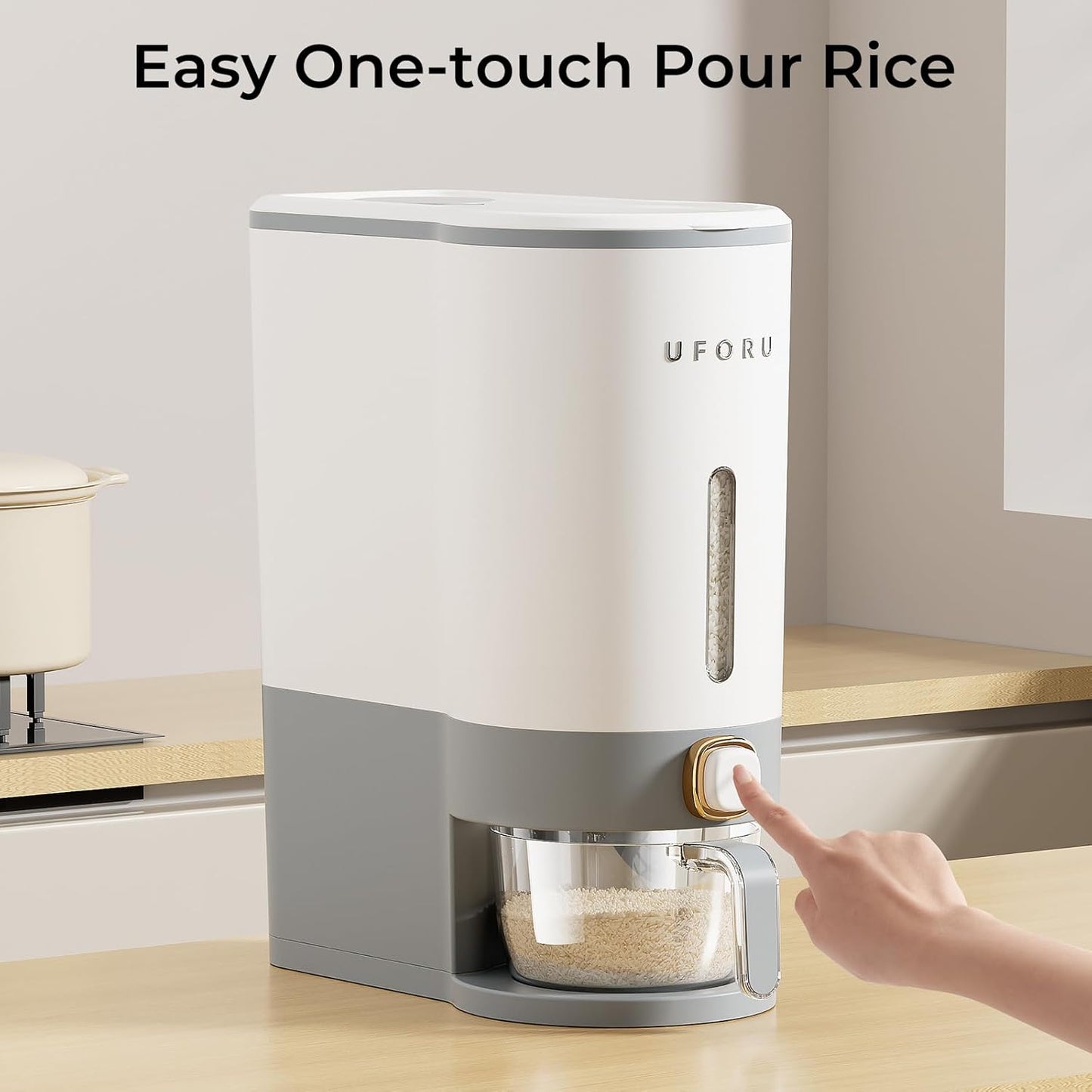 Contenedor arroz con medida para cocina airtight gris 22lbs