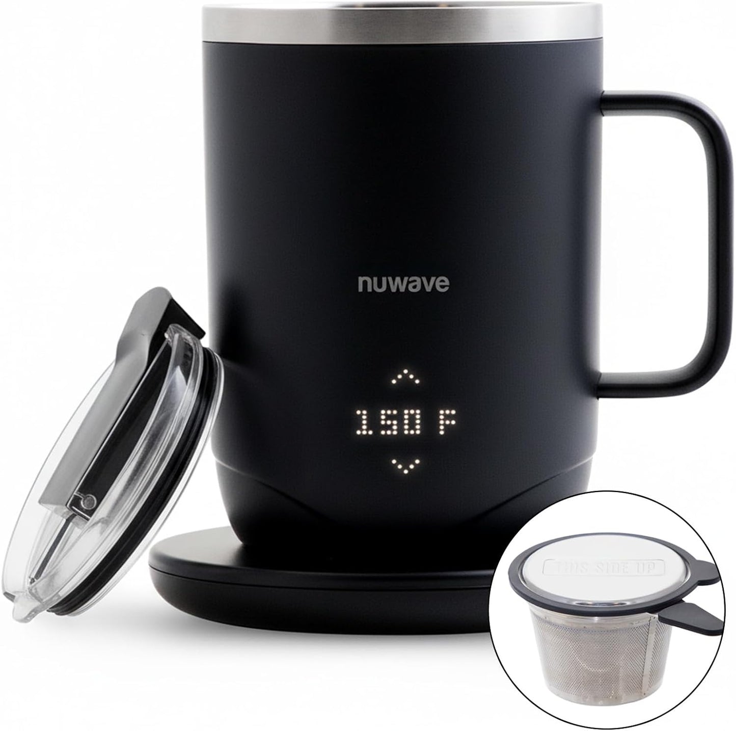 Taza café autocalentable con base carga 16oz inalámbrica LED
