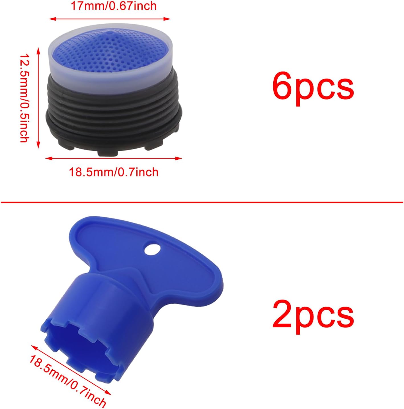 Set 6 Aireadores Grifo M18.5 Filtro Azul con Herramientas