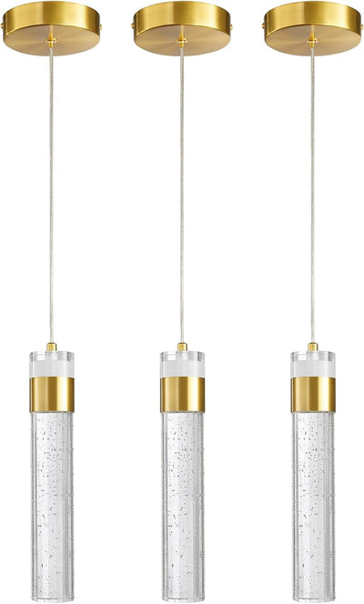 3 Lámparas colgantes cristal burbuja 3000K LED para cocina comedor
