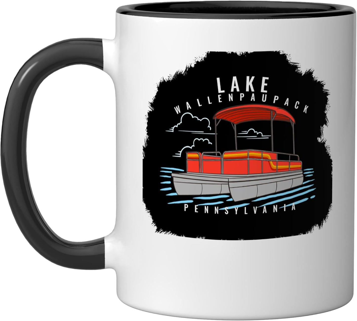 Taza Cerámica Lake Wallenpaupack Negro/Blanco
