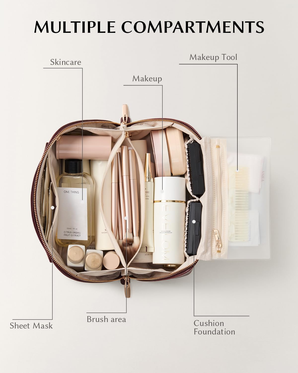 Bolsa maquillaje viaje gran capacidad impermeable