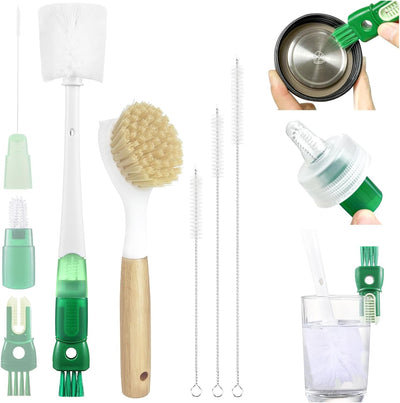 Set 5 Cepillos Botellas 5en1 Mango Largo Raspador
