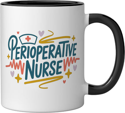 Taza de cerámica para enfermeras perioperatorias negro/blanco