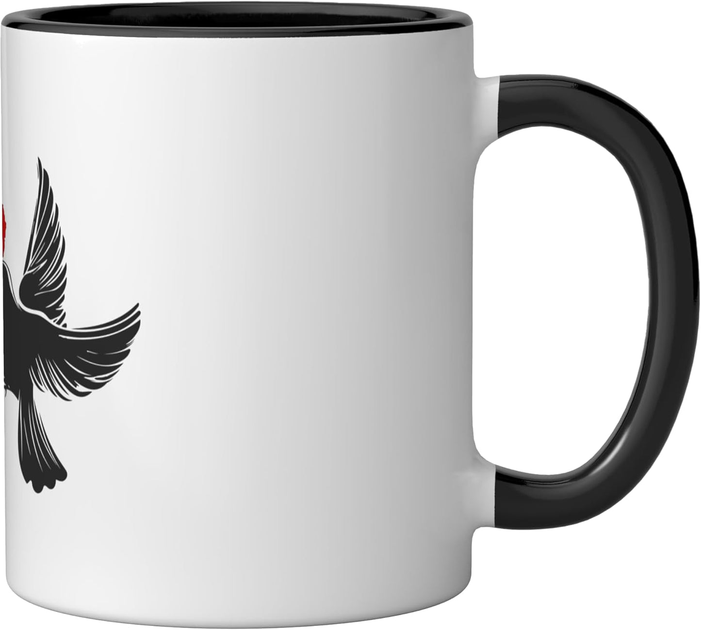 Taza cerámica dos palomas y corazón negro/blanco