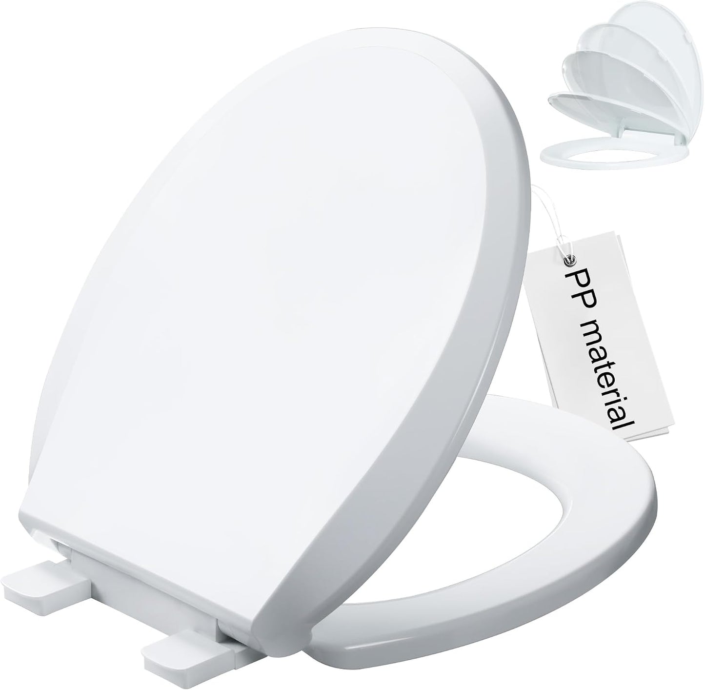 Asiento inodoro redondo cubierta plástico blanco 16.5pulg