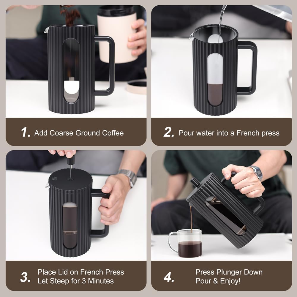 Cafetera de prensa francesa 21 oz jarra de vidrio borosilicato resistente al calor