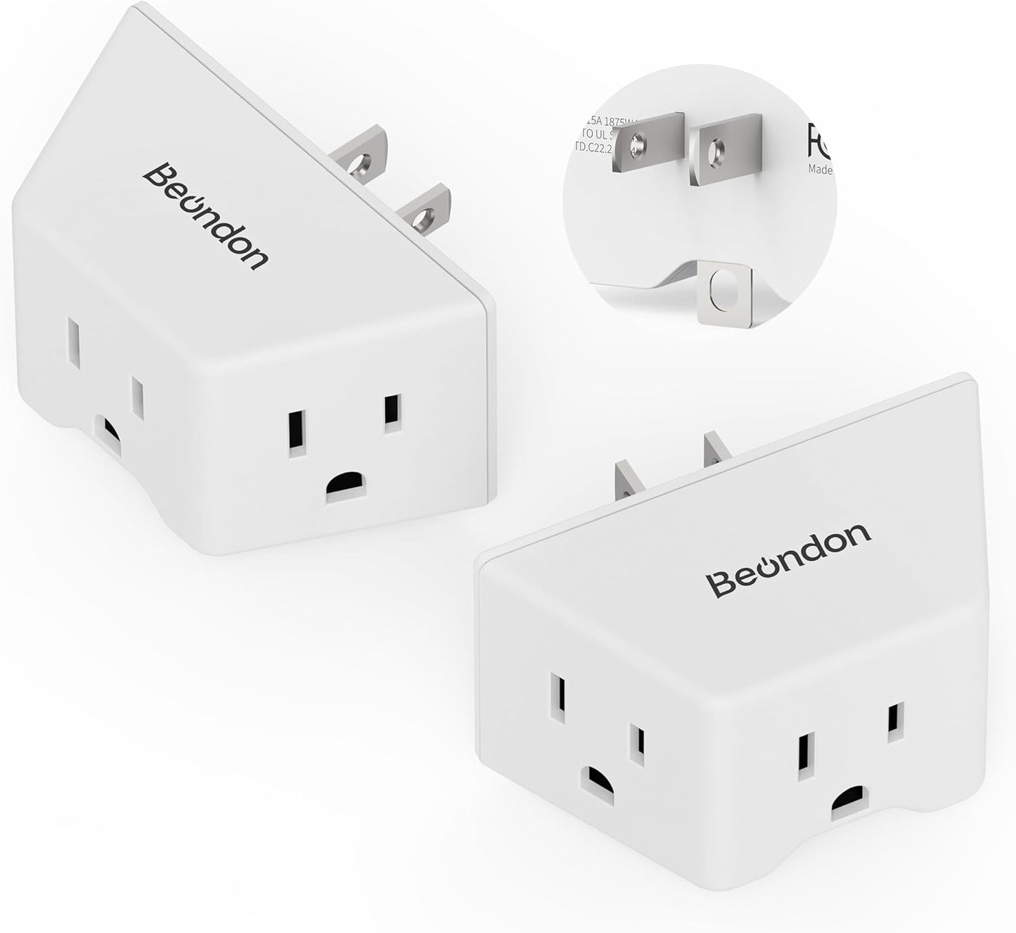 Adaptador 2 a 3 clavijas paquete 2 con toma tierra