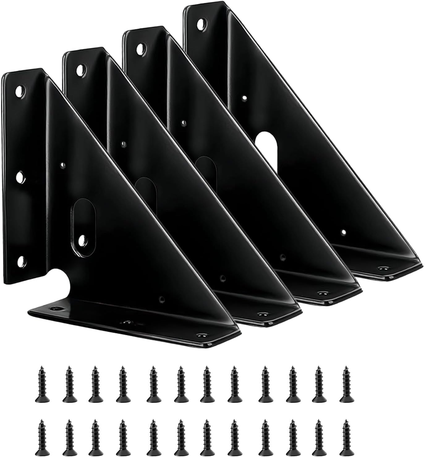4 Soportes Esquina Metal Refuerzo Mesa Silla Negro