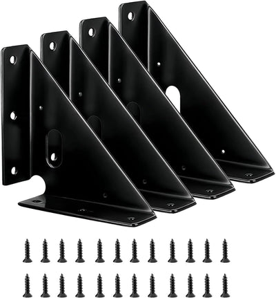 4 Soportes Esquina Metal Refuerzo Mesa Silla Negro