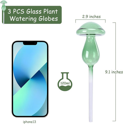 3 Unids Inserto Riego Automático Vidrio para Plantas Interiores