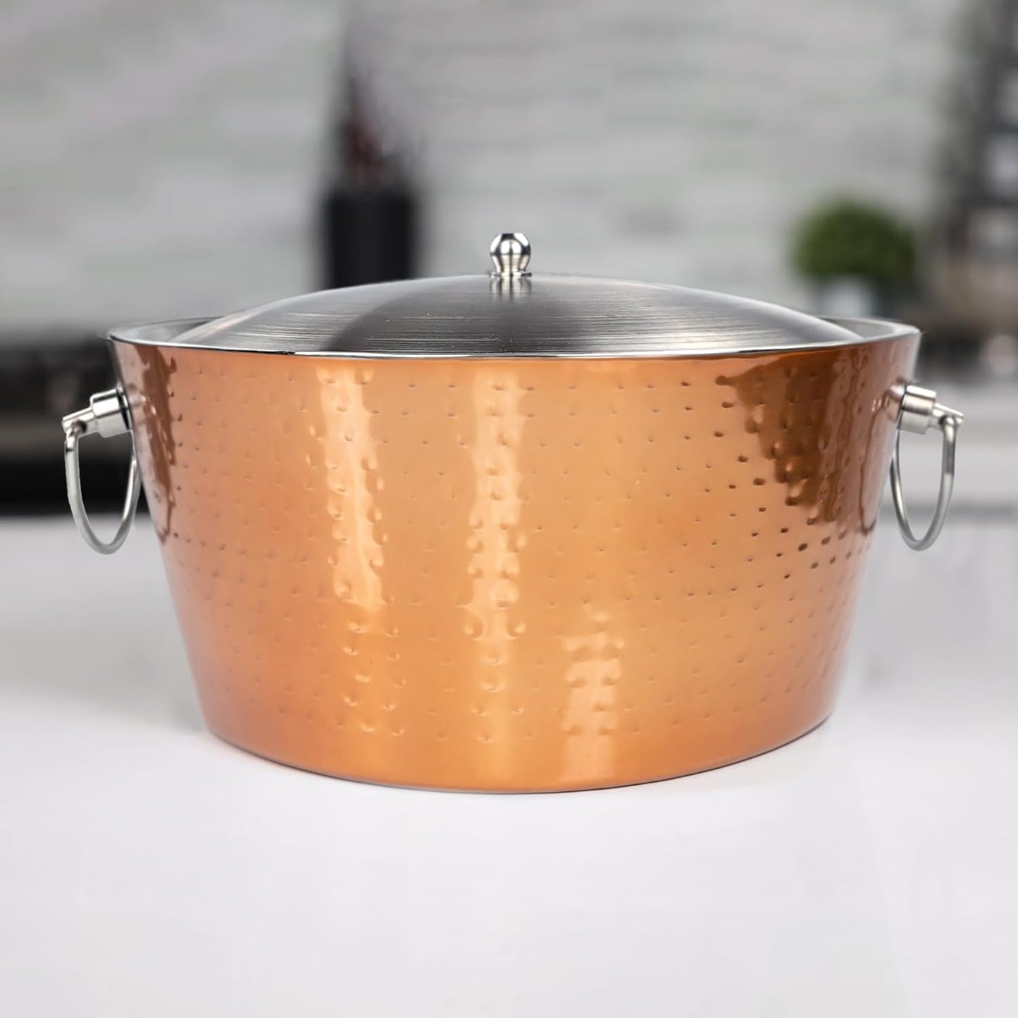 Cubo hielo cobre rosa acero inox 15qt doble pared sin sudor