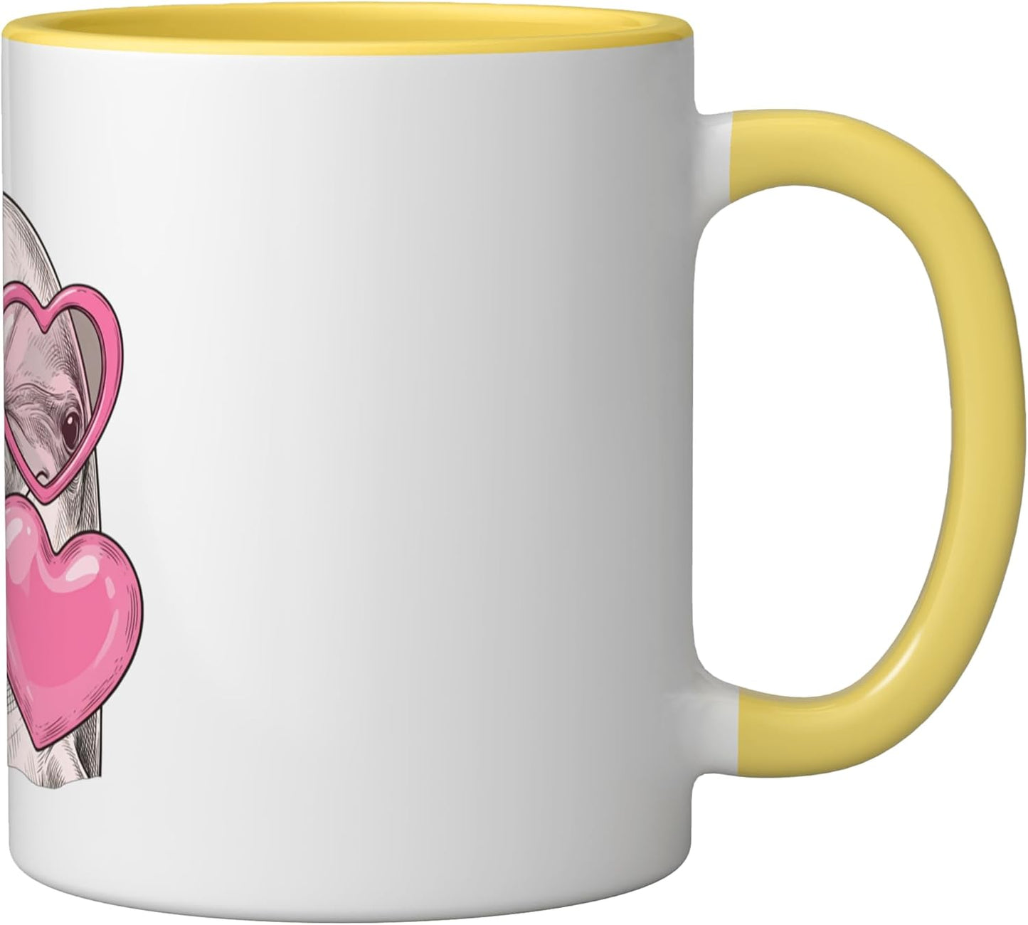 Taza de cerámica con delfín rosa y corazón de valentino
