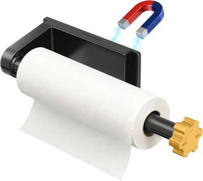 Porta toallas magnéticas para nevera negro con tornillo dorado cocina organizador