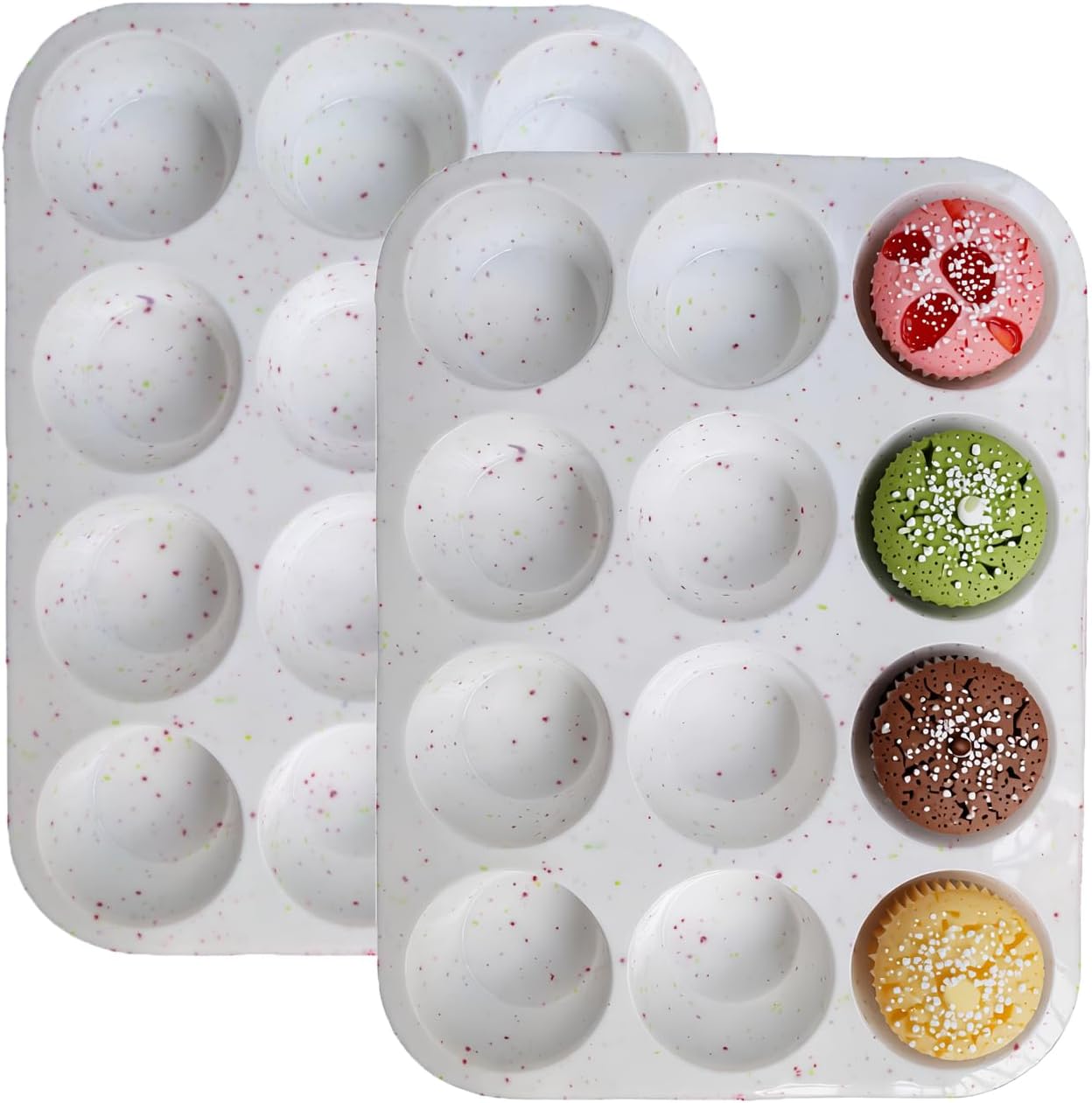 Moldes de silicona para magdalenas 12 tazas antiadherente