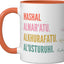 Taza cerámica Mashal con nombre árabe divertido en naranja/blanco