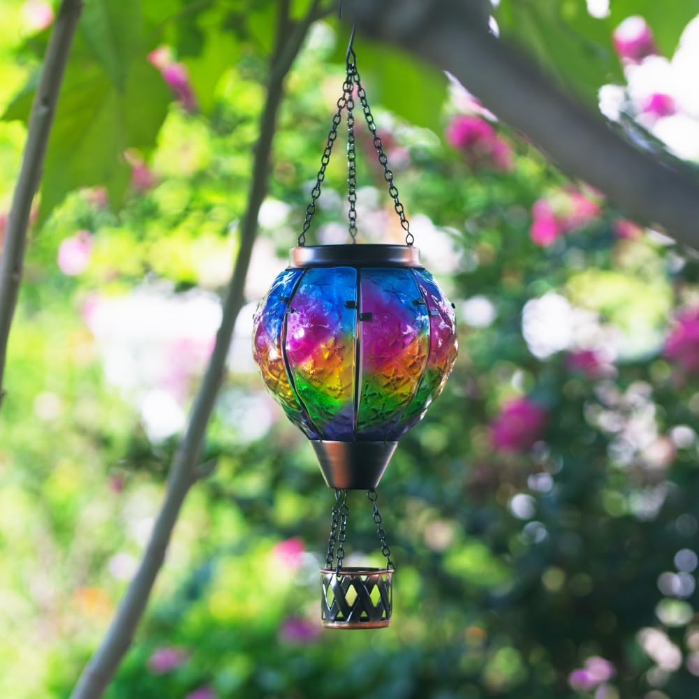 Linterna solar colgante globo aire caliente impermeable jardín