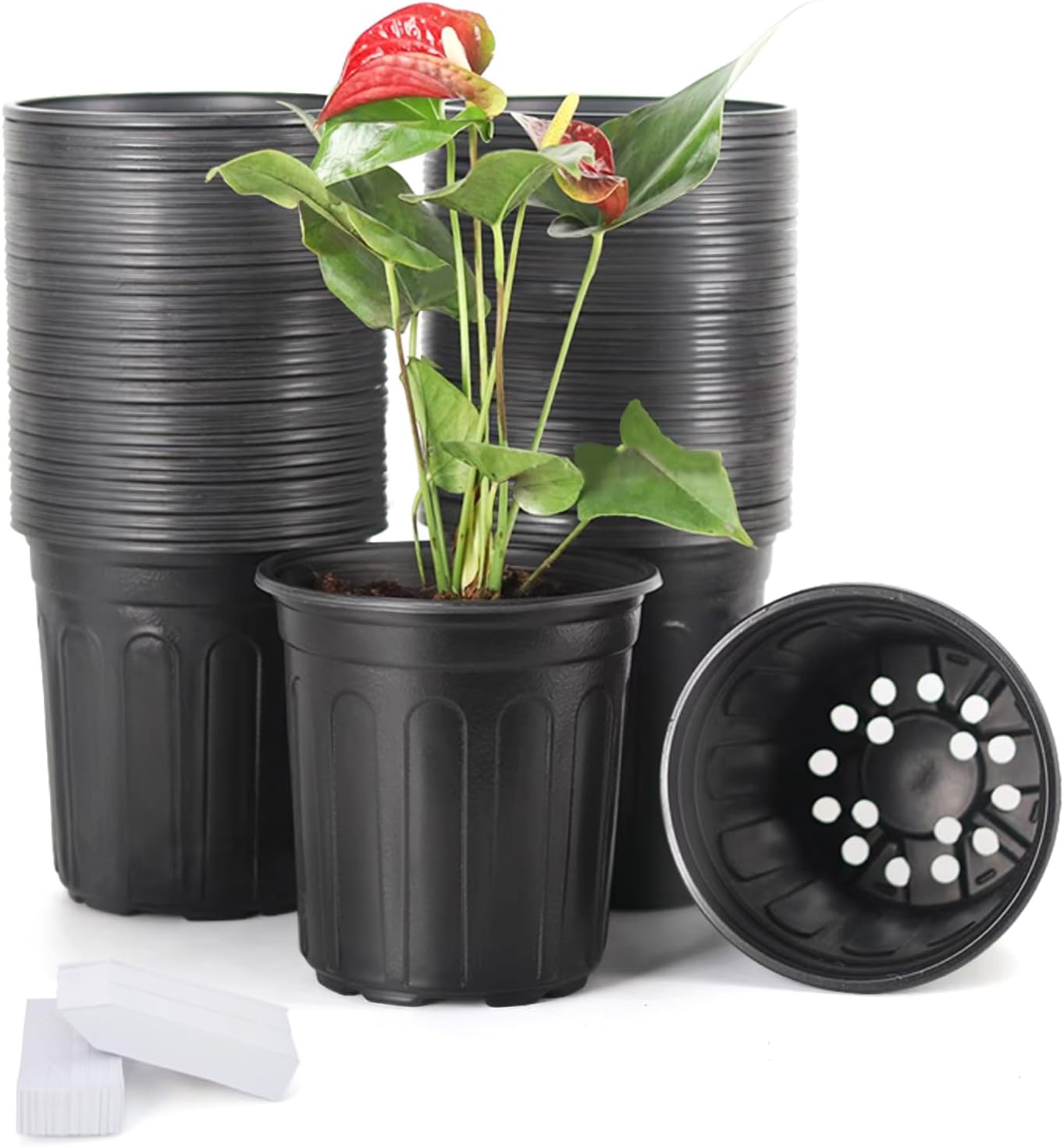 50 Macetas Plástico Suave 1gal con Etiquetas para Plantas