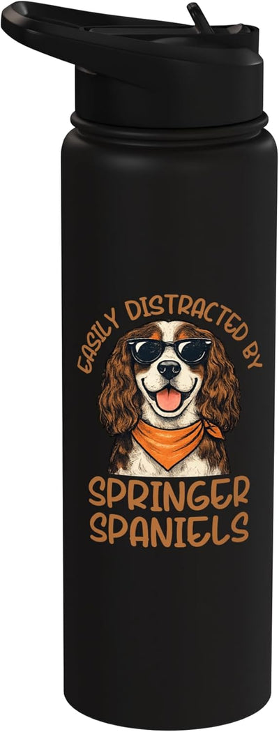 Botella agua acero inox aislada perro Springer