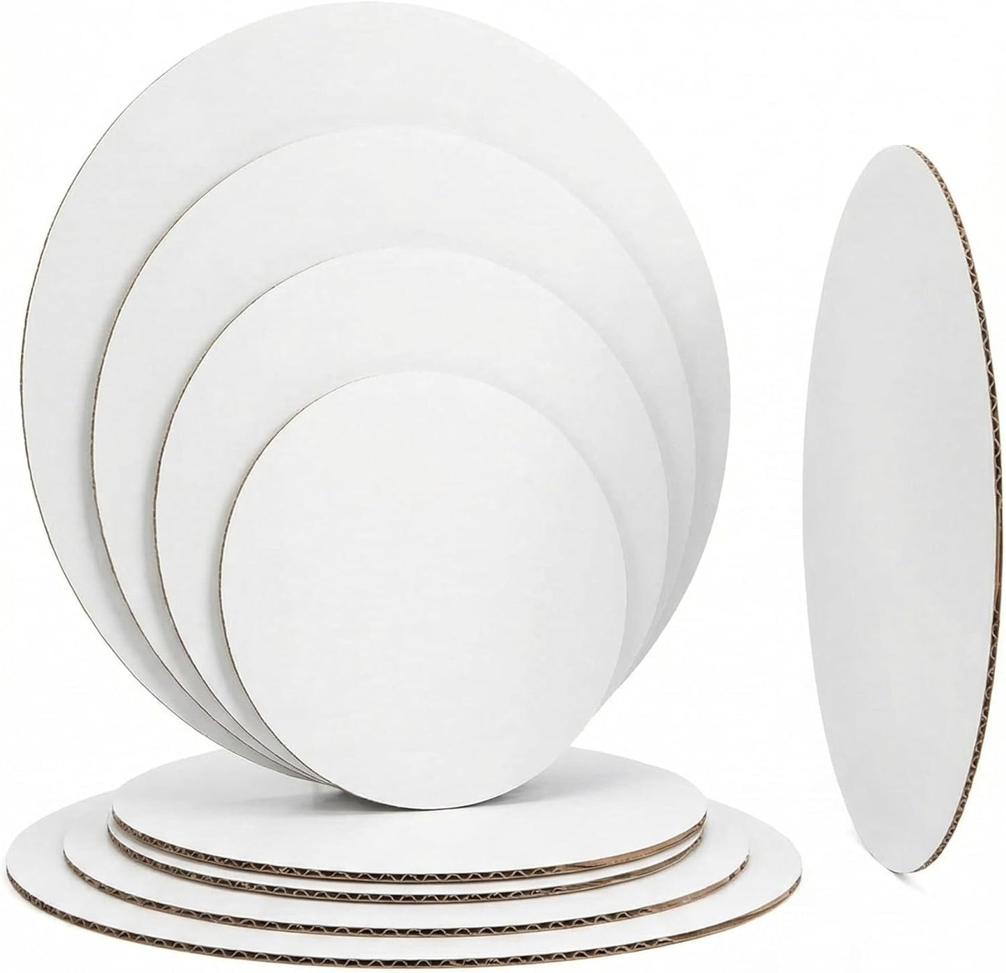 Paquete de 12 tableros redondos surtidos para pasteles 6-12" bases cartón blanco resistente