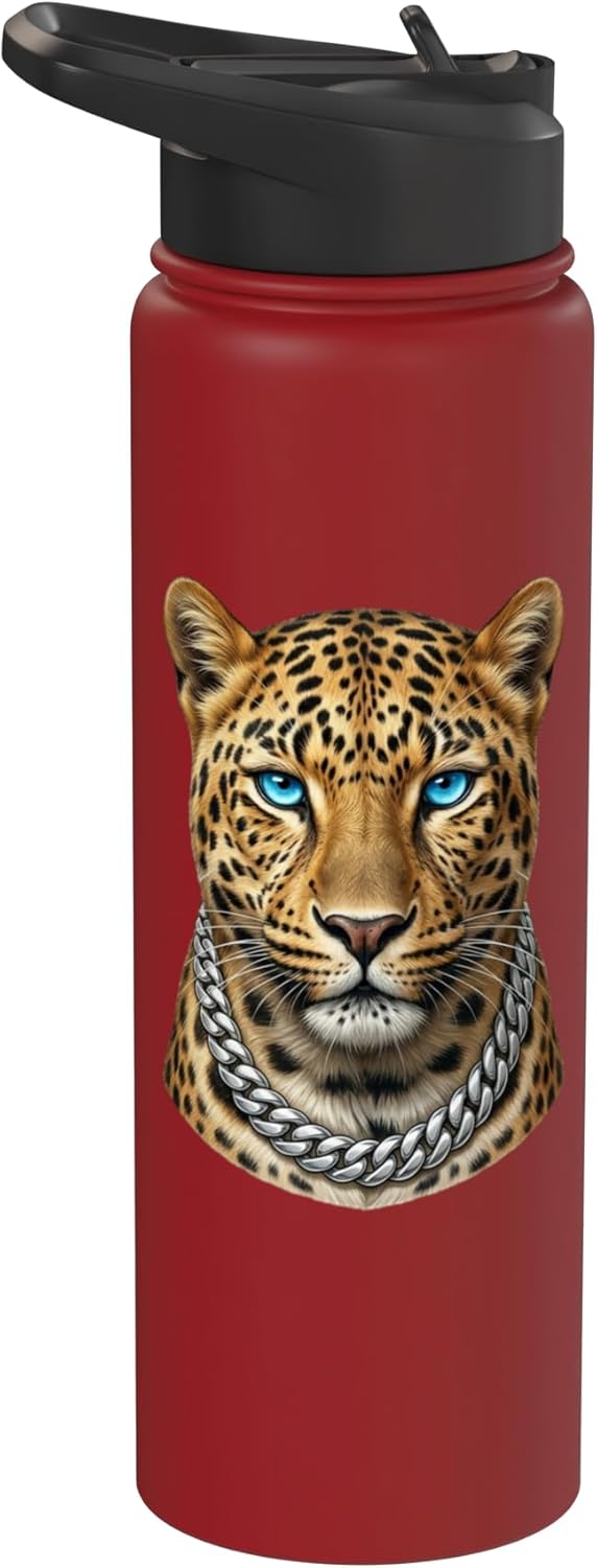 Botella de agua acero inoxidable estampado leopardo