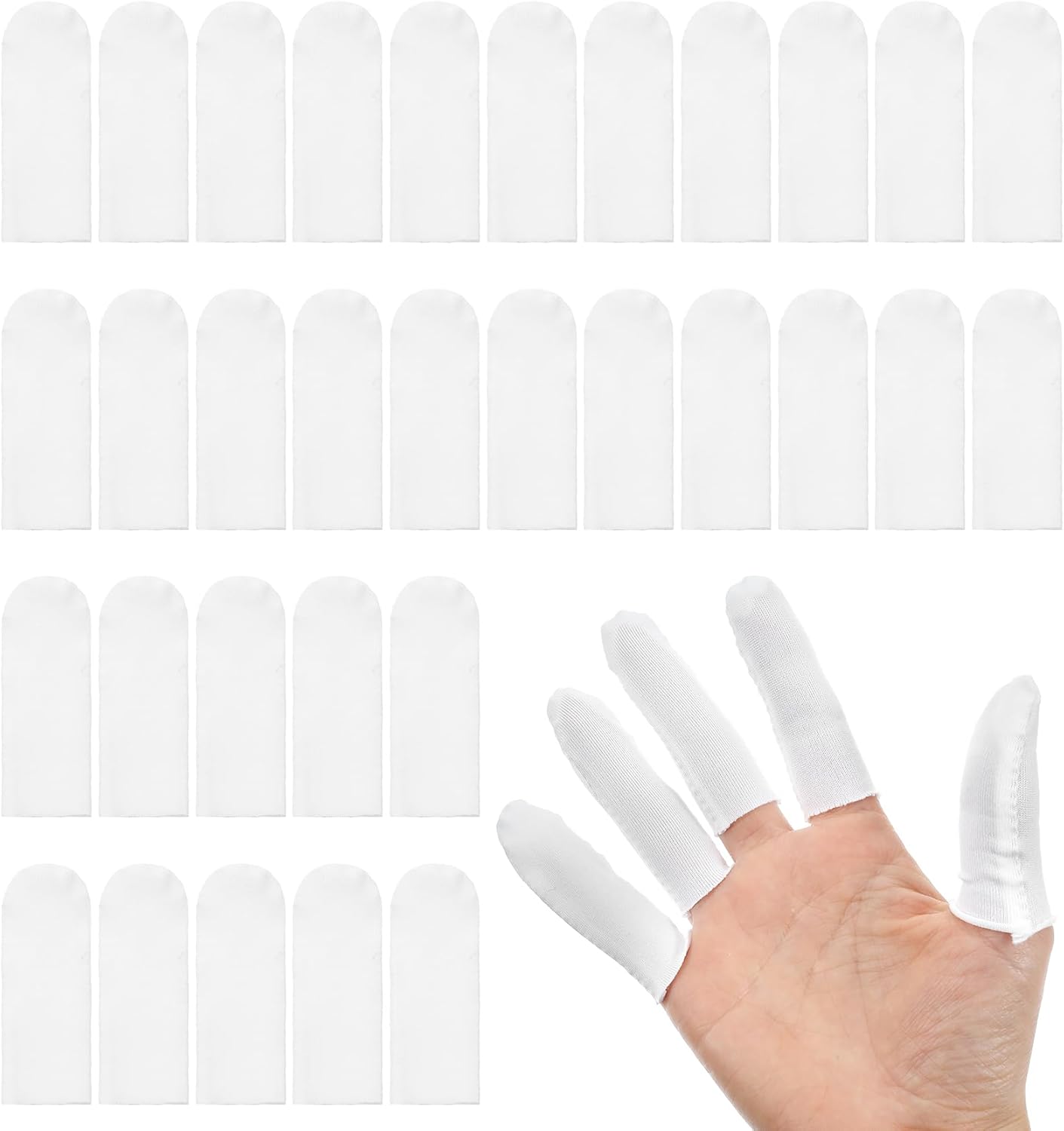 100 Pzas Fundas Dedos Algodón Transpirables Blanco