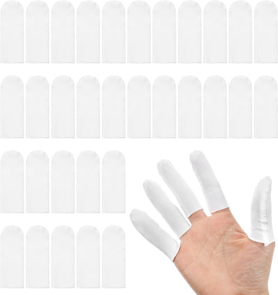 100 Pzas Fundas Dedos Algodón Transpirables Blanco