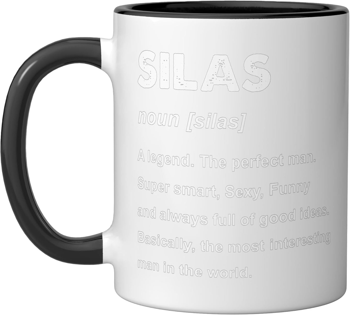 Taza cerámica Silas Name negra/blanca