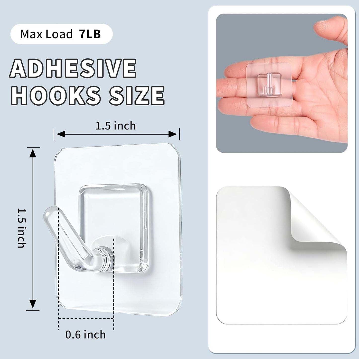 20 Ganchos Adhesivos Transparentes para Baño Cocina Puerta