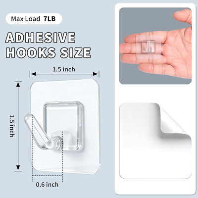 20 Ganchos Adhesivos Transparentes para Baño Cocina Puerta