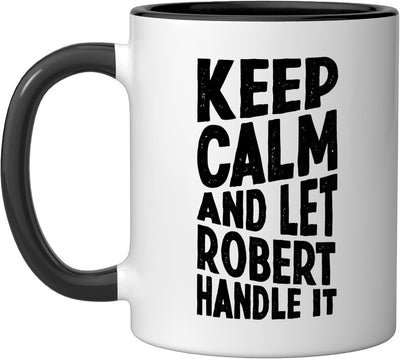 Taza Cerámica Letra Robert Negro/Blanco