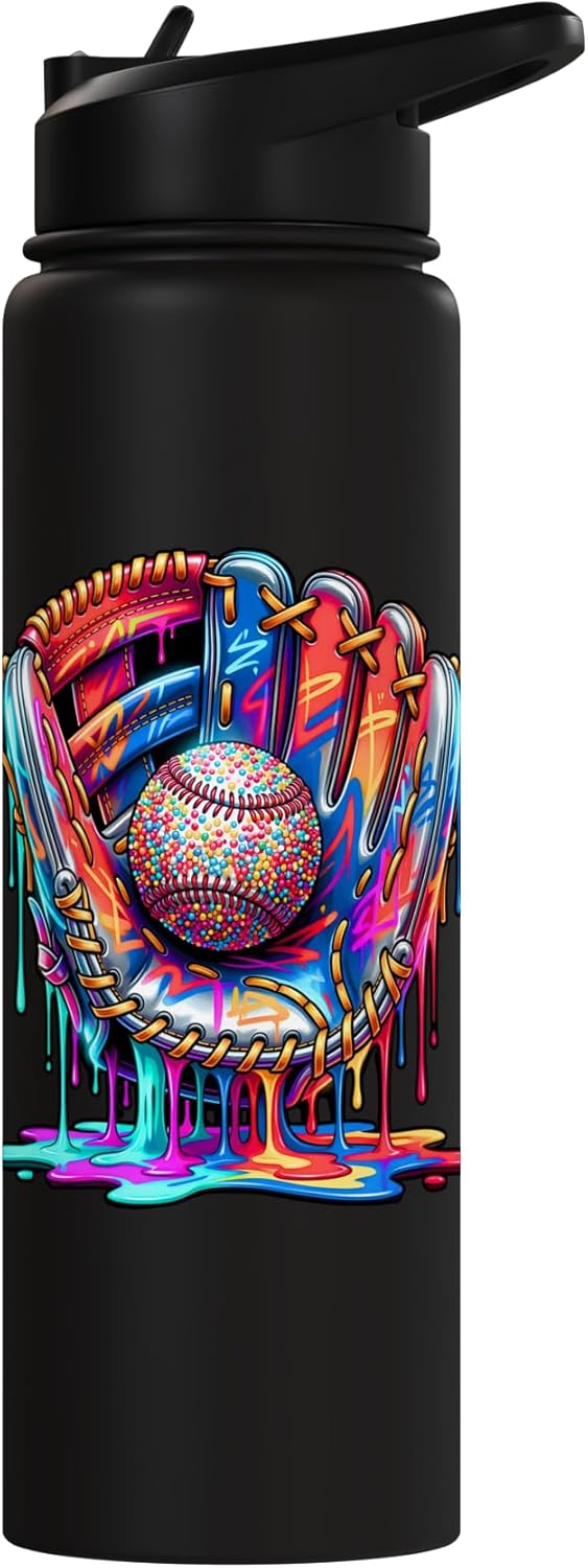 Guante béisbol niño y botella acero inox aislada
