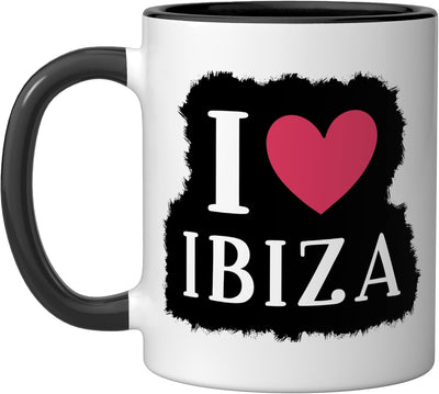 Taza cerámica I Love Ibiza España negra/blanca